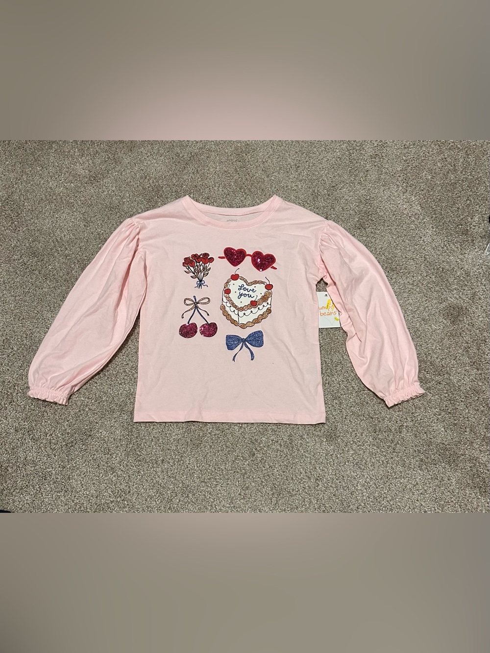 Kids Pink Long-Sleeve Heart & Cherry Sweater